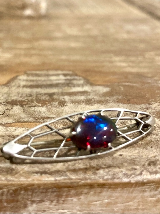 Vintage Sterling Silver Brooch • Color‑Shift Stone • Repair or Craft - Picture 5 of 17